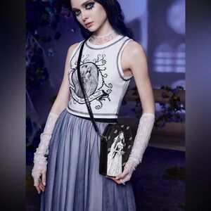 Romwe Black and White Coffin-Shaped Bag